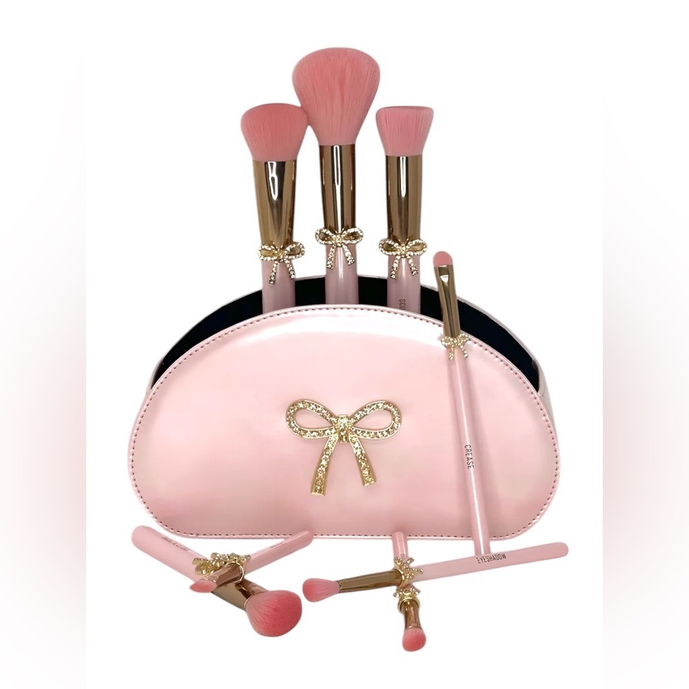 PEARLIZED PINK/BOW SET Glitz & Glam | 9pc Essentials Collection Brush Set